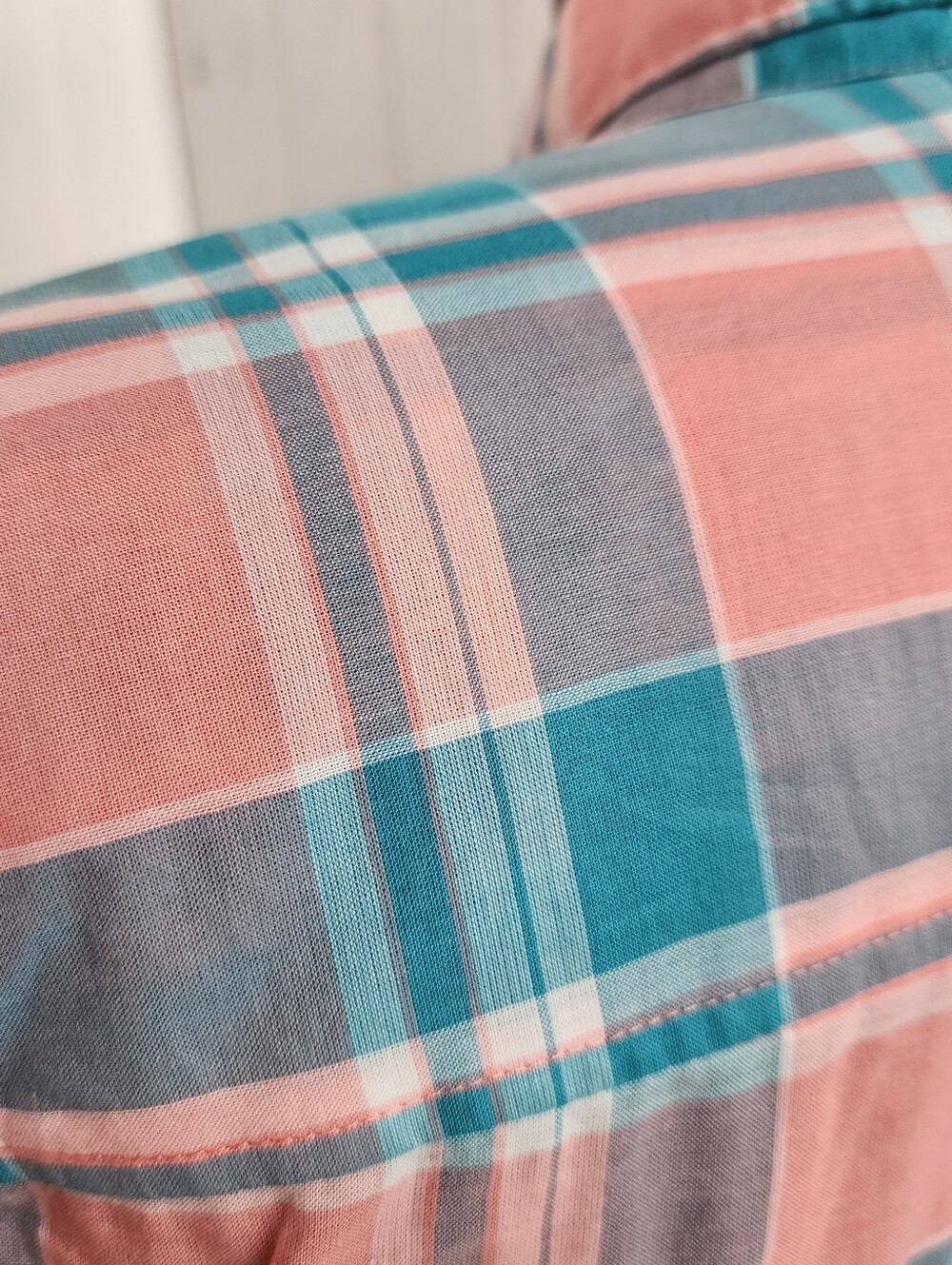 NWT J. Crew Plaid classic button-down shirt Coral Pink Blue Reef Shadow XS - Picture 7 of 14